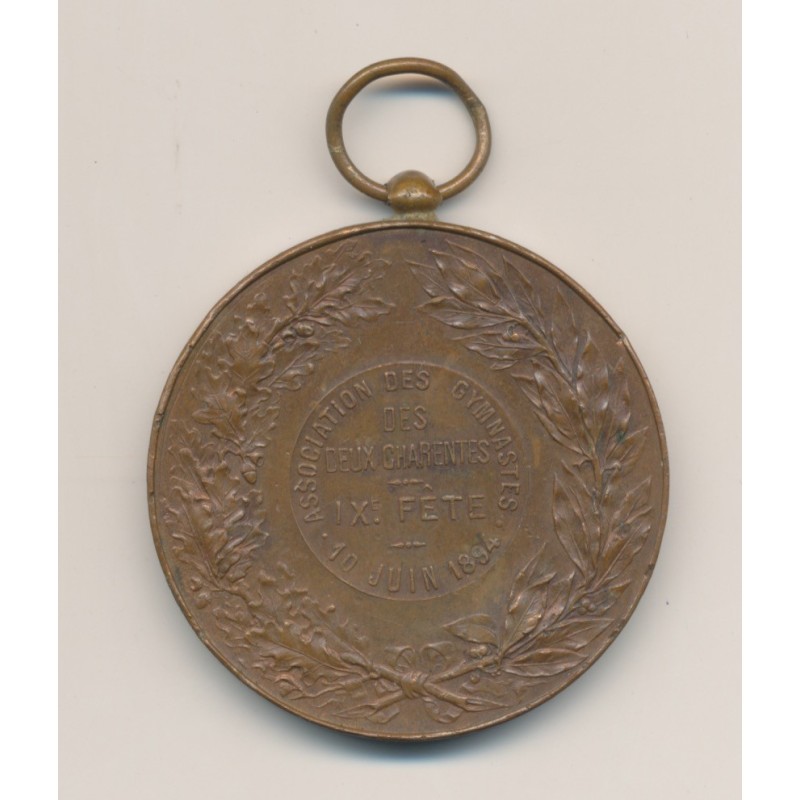 Médaille - Ville de cognac - Gymnastique - 1894 - bronze 