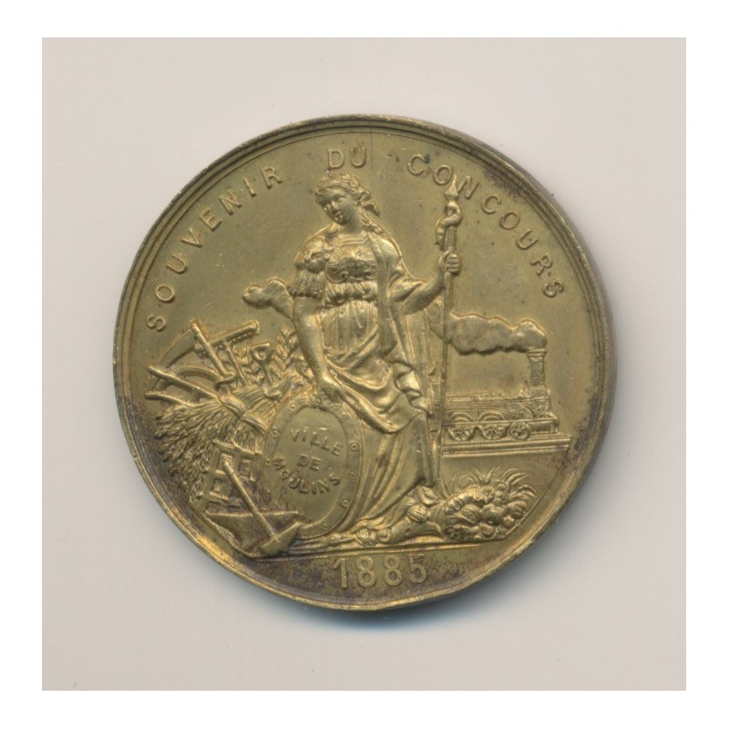 Médaille - Souvenir du concours - 1885 - Orfèvrerie - Moulins - laiton