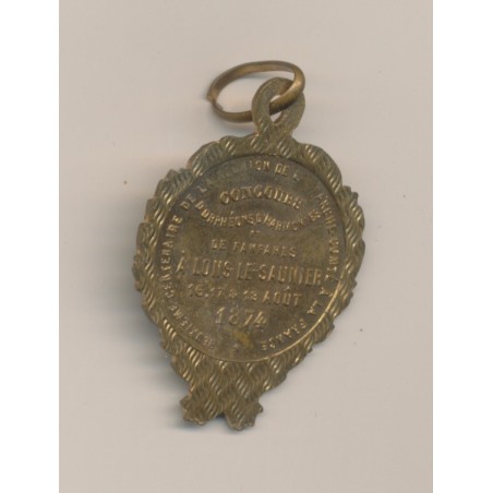 Médaille - Souvenir concours de musique - Lons le saunier - 1874 - laiton