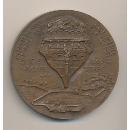 Médaille - Chambre de commerce - La Rochelle - 1719-1969 - Proue Navire - bronze - Dropsy