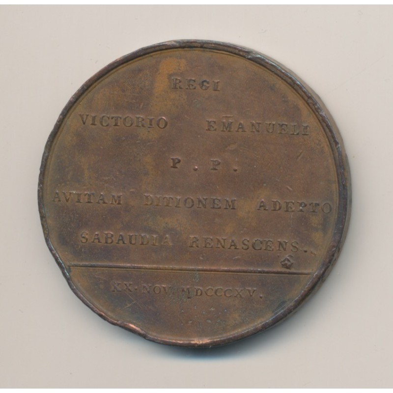 Médaille - Retour du duché de Savoie aux princes de Savoie - 1815 - cuivre
