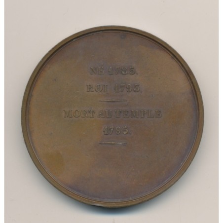 Médaille - Louis XVIII Roi de france et Navarre - né 1785 roi 1793 - mort au temple 1795 - cuivre