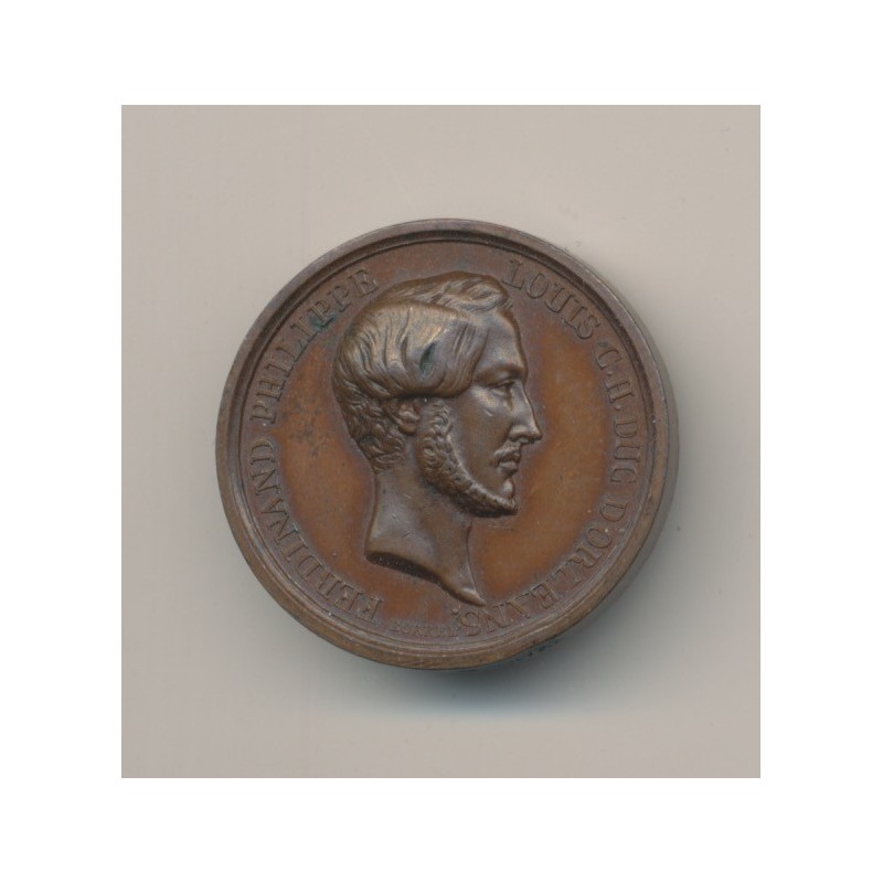 Médaille - Ferdinand Philippe - Duc d'Orléans - 1843 - cuivre - 26mm