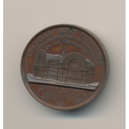 Médaille - Ferdinand Philippe - Duc d'Orléans - 1843 - cuivre - 26mm