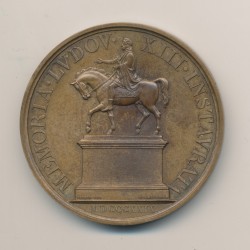 Médaille - Statue équestre Louis XIII - Buste Louis XVIII et Charles X - 1829 - cuivre - E.Gatteaux - 50mm 2