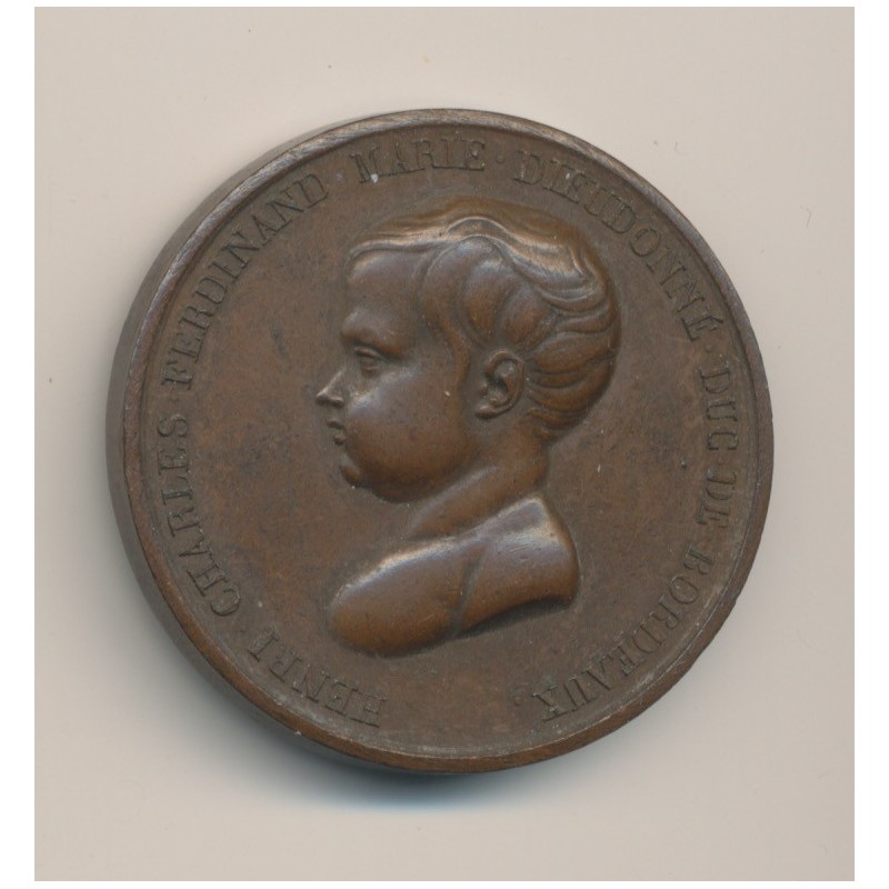 Médaille - Baptème duc de bordeaux - 1821 - cuivre - 38mm
