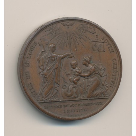 Médaille - Baptème duc de bordeaux - 1821 - cuivre - 38mm