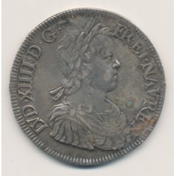 Louis XIV - Écu à la mèche longue - 1647 H La Rochelle