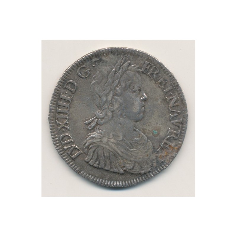 Louis XIV - Écu à la mèche longue - 1647 H La Rochelle