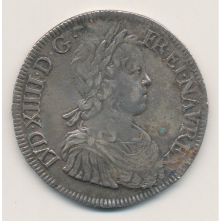 Louis XIV - Écu à la mèche longue - 1647 H La Rochelle