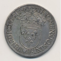 Louis XIV - Écu à la mèche longue - 1647 H La Rochelle 2