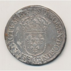 Louis XIV - Écu à la mèche longue - 1647 G Poitiers 2
