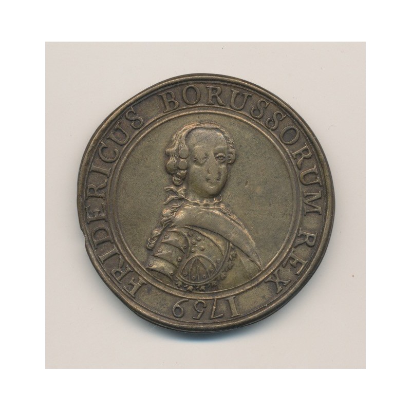 Médaille - Frédéric II - Guerre de 7 ans - 1759 Berlin - Prusse - cuivre