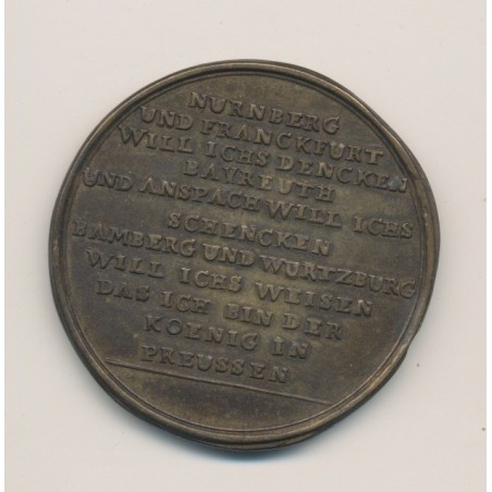 Médaille - Frédéric II - Guerre de 7 ans - 1759 Berlin - Prusse - cuivre