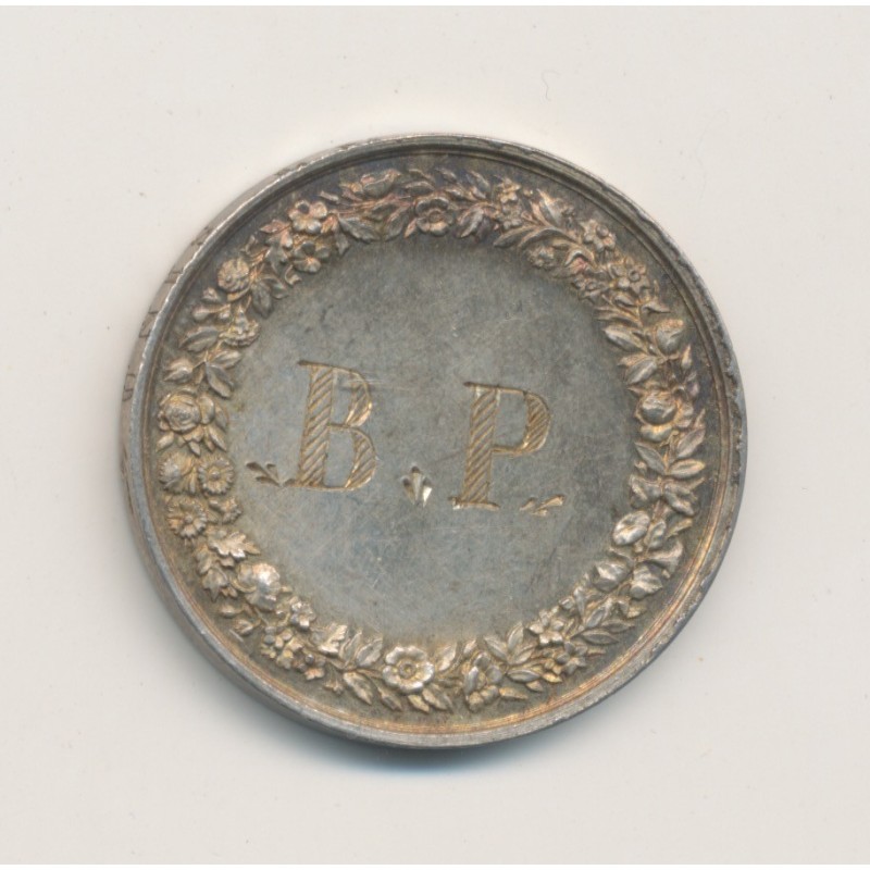 Médaille de mariage - gravée initiales BP - argent 