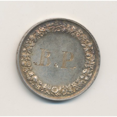 Médaille de mariage - gravée initiales BP - argent 