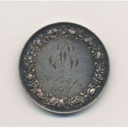 Médaille de mariage - gravée initiales - 29 octobre 1884 - argent 2