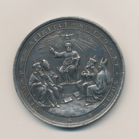 Médaille - Pi IX devant la vierge - Concile oecumenique - St pierre avec 2 rois et 2 évêques
