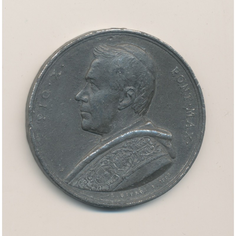 Médaille - Pi X - St pierre Rome - étain