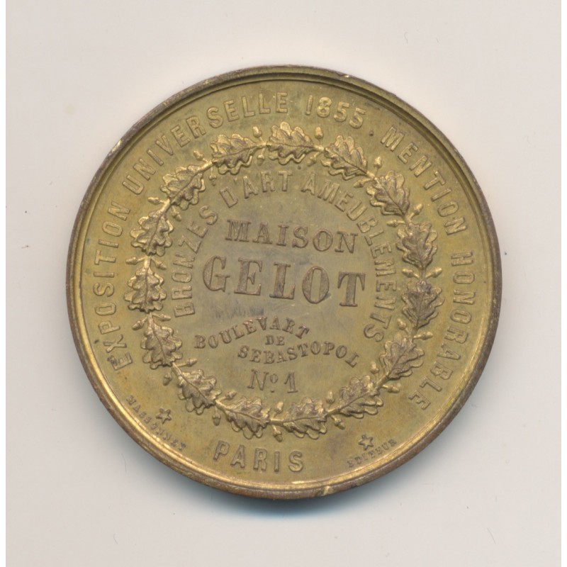 Médaille - Exposition Universelle 1855 - Napoléon III - Maison Gelot - bronze doré