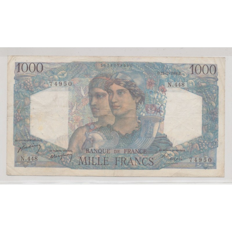 1000 Francs Minerve et hercule - 15.07.1948 - TTB