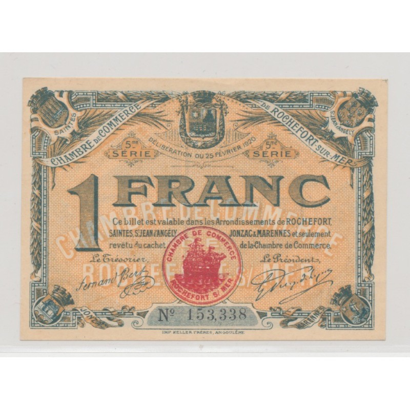 1 Franc - Rochefort sur mer - 1925 - SUP