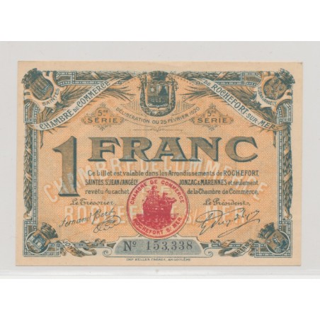 1 Franc - Rochefort sur mer - 1925 - SUP