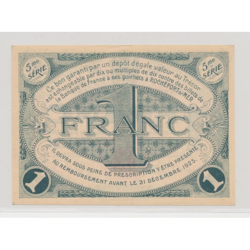 1 Franc - Rochefort sur mer - 1925 - SUP