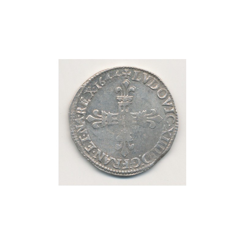 Louis XIV - 1/4 écu - 1644 F Angers