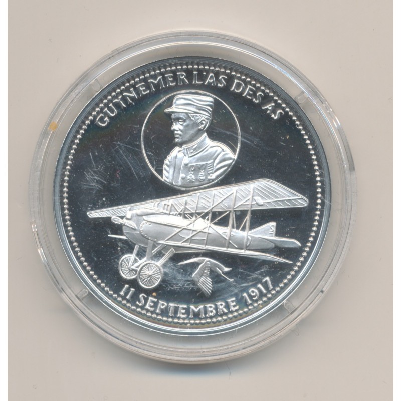 Médaille - Guynemer l'as des as - 11 septembre 1917 - 100e anniversaire de la grande guerre - argent 