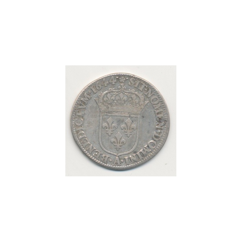 Louis XIV - 1/4 écu mèche courte - 1644 A Paris