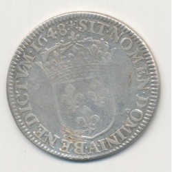 Louis XIV - 1/4 écu mèche courte - 1648 A Paris 2