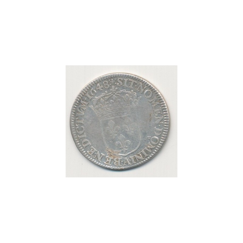 Louis XIV - 1/4 écu mèche courte - 1648 A Paris