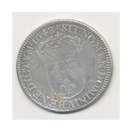 Louis XIV - 1/4 écu mèche courte - 1648 A Paris