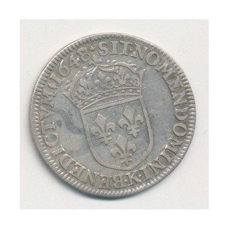 Louis XIV - 1/4 écu mèche longue - 1648 K Bordeaux
