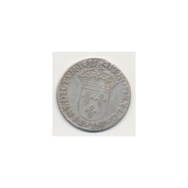 Louis XIV - 1/4 écu mèche longue - 1655 Rennes
