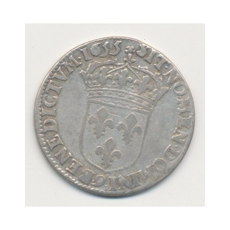 Louis XIV - 1/4 écu mèche longue - 1655 Rennes