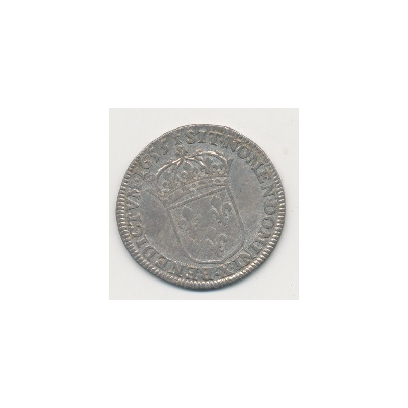 Louis XIV - 1/4 écu mèche longue - 1655 X Amiens