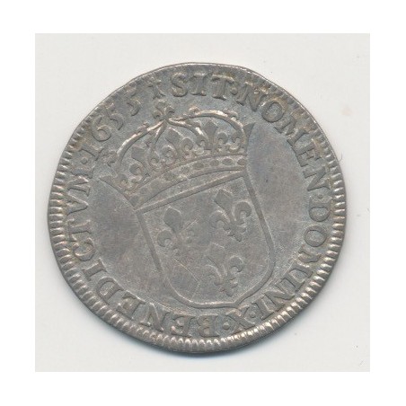 Louis XIV - 1/4 écu mèche longue - 1655 X Amiens