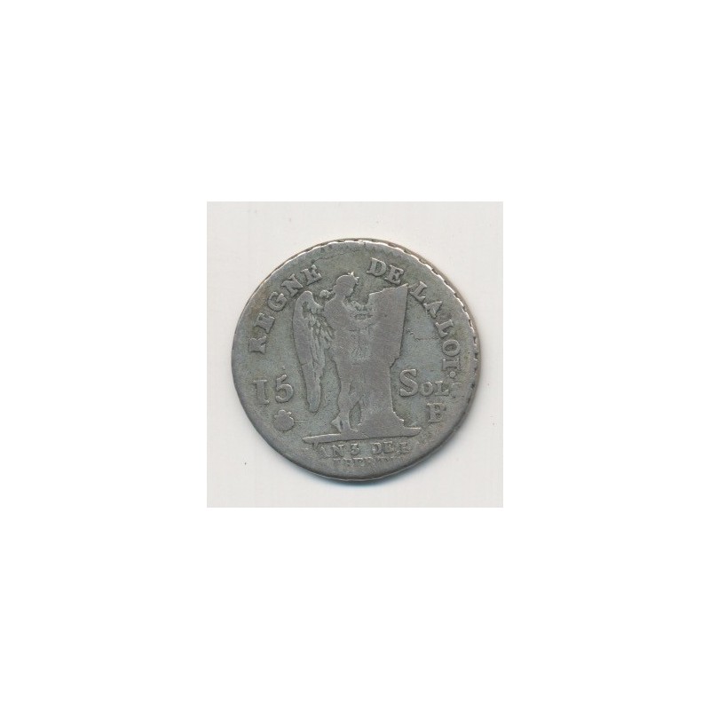 Louis XVI - 15 Sols - 1791 B Rouen