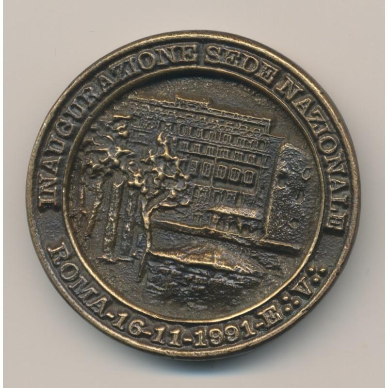 Médaille Maçonnique - Grande Loge d'Italie -  Inauguration du siège 1991 - bronze