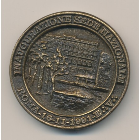 Médaille Maçonnique - Grande Loge d'Italie -  Inauguration du siège 1991 - bronze