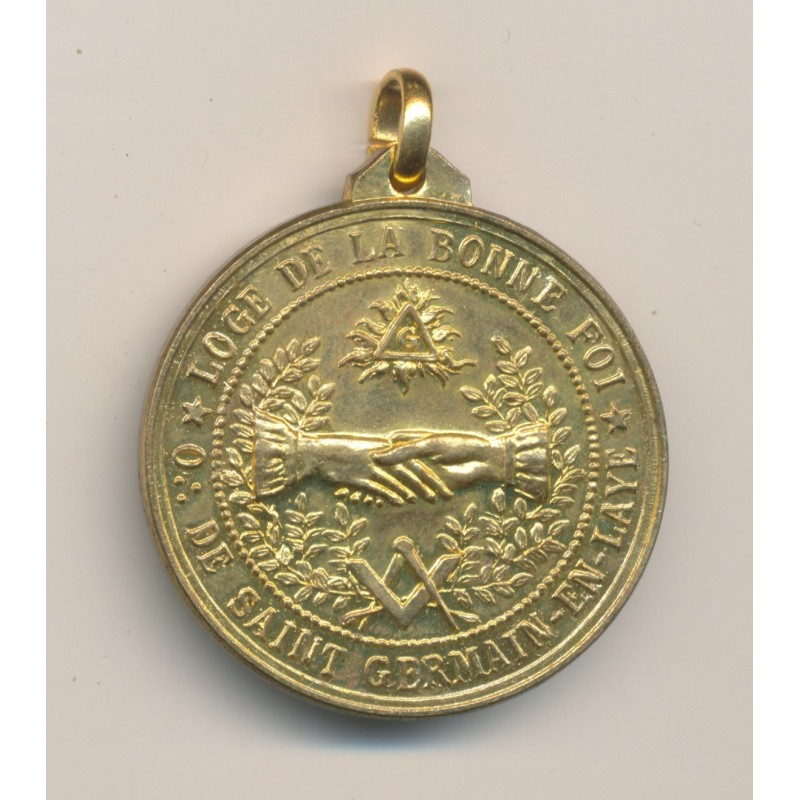 Médaille Maçonnique - Loge de la bonne foi - Orient Saint germain en laye - bi centenaire 1778/1978 - cuivre doré