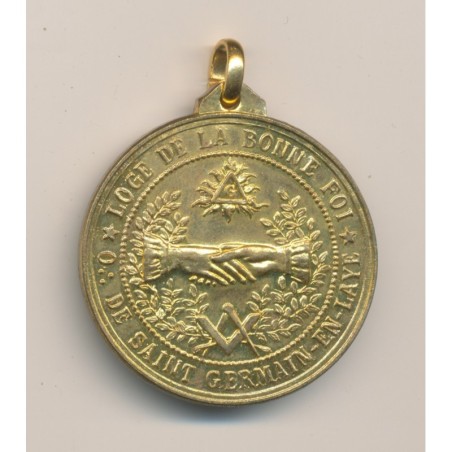 Médaille Maçonnique - Loge de la bonne foi - Orient Saint germain en laye - bi centenaire 1778/1978 - cuivre doré