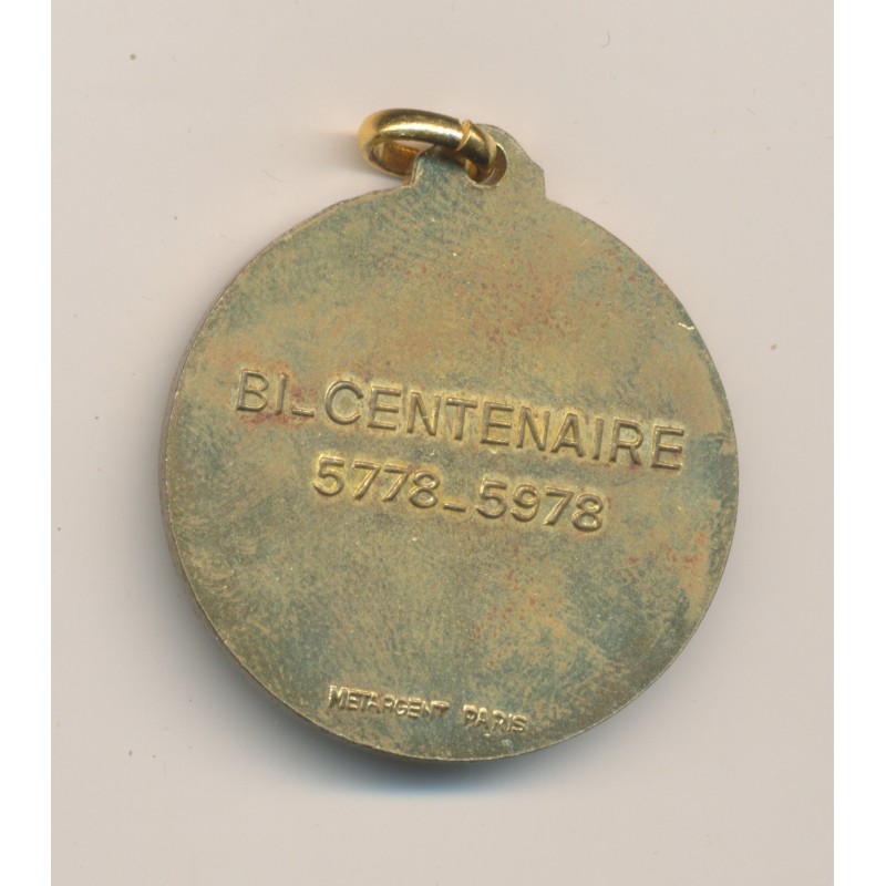 Médaille Maçonnique - Loge de la bonne foi - Orient Saint germain en laye - bi centenaire 1778/1978 - cuivre doré