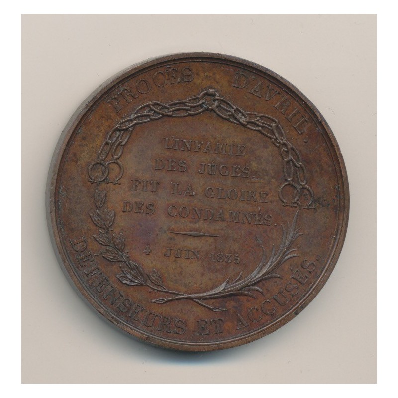 Médaille - Audry de Puyraveau - Procès d'avril 1835 - bronze