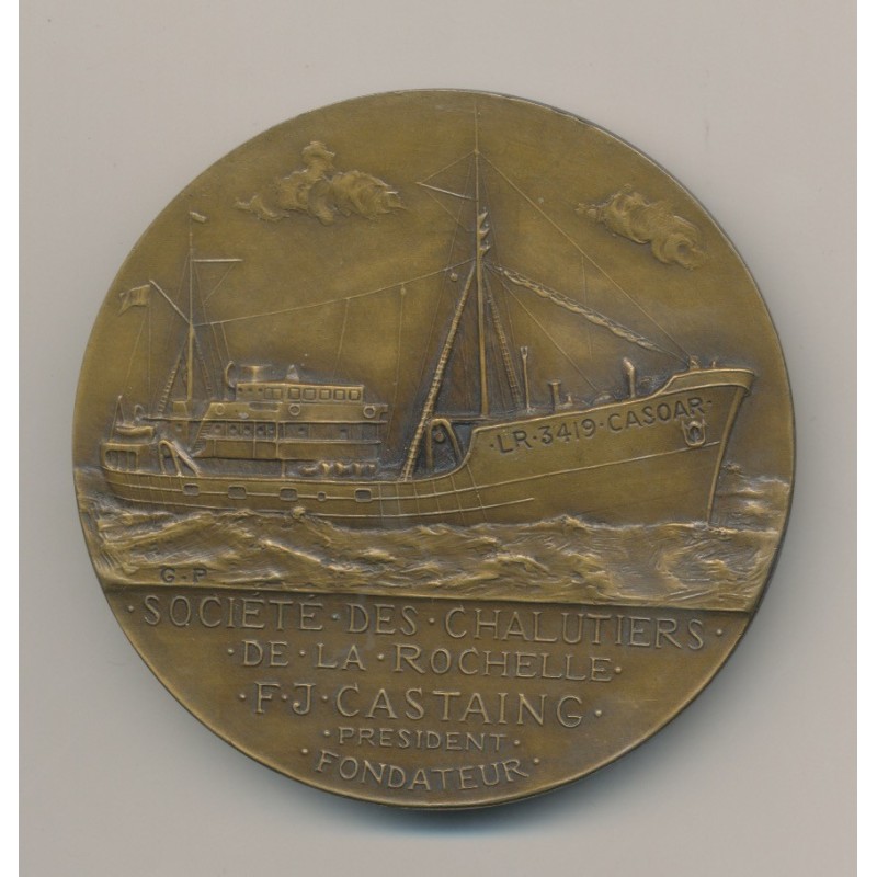 Médaille - Armateur Castaing - Société chalutiers La Rochelle - bronze