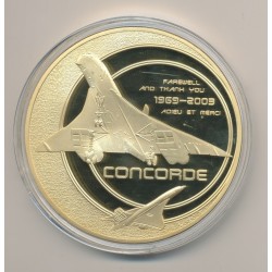 Médaille Concorde - Premier vol de ligne - cuivre doré et colorisé - 70mm 2