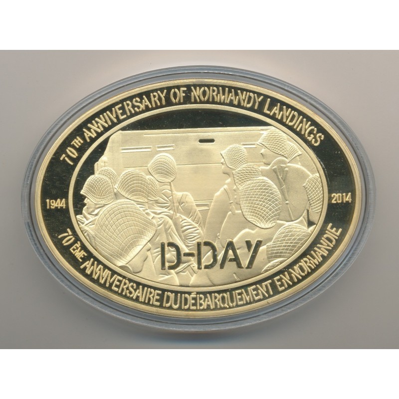 Médaille D-Day - Opération Overlord N°4 - Collection 70e anniversaire débarquement en normandie - cuivre doré - 85mm x 62mm