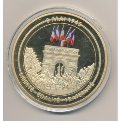 Médaille - Arc de Triomphe/8 mai 1945 - Collection 70e anniversaire fin de la 2e guerre mondiale - cuivre doré - 70mm